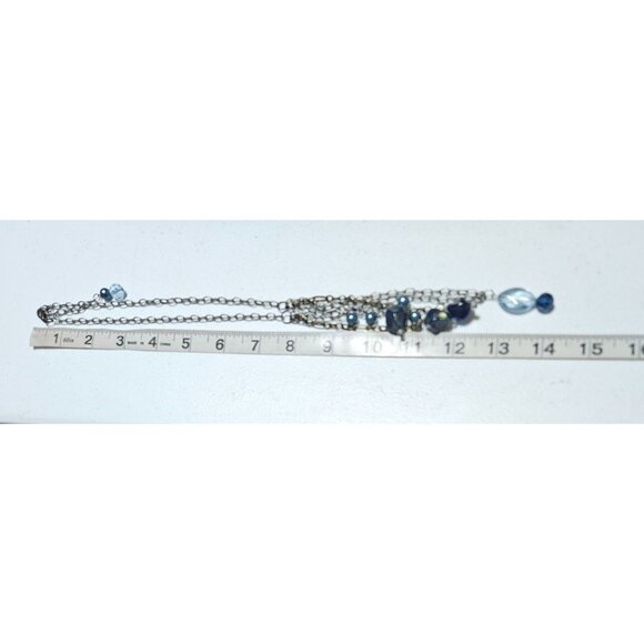 Vintage Beaded Multi Layer Necklace Blue Beads Chain Accents Fashion Jewelry - Picture 5 of 6